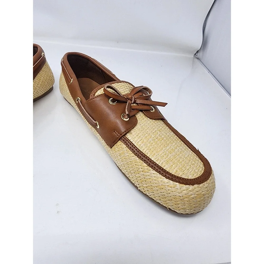 Universal Thread Womens Woven Boat Shoes Brown Straw Casual Size 12